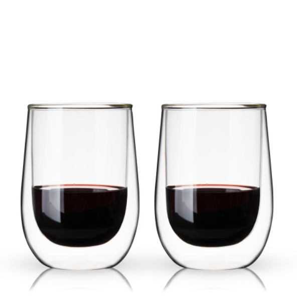 Glass Stemless Double-Walled Insulated Tumblers - Set of 2