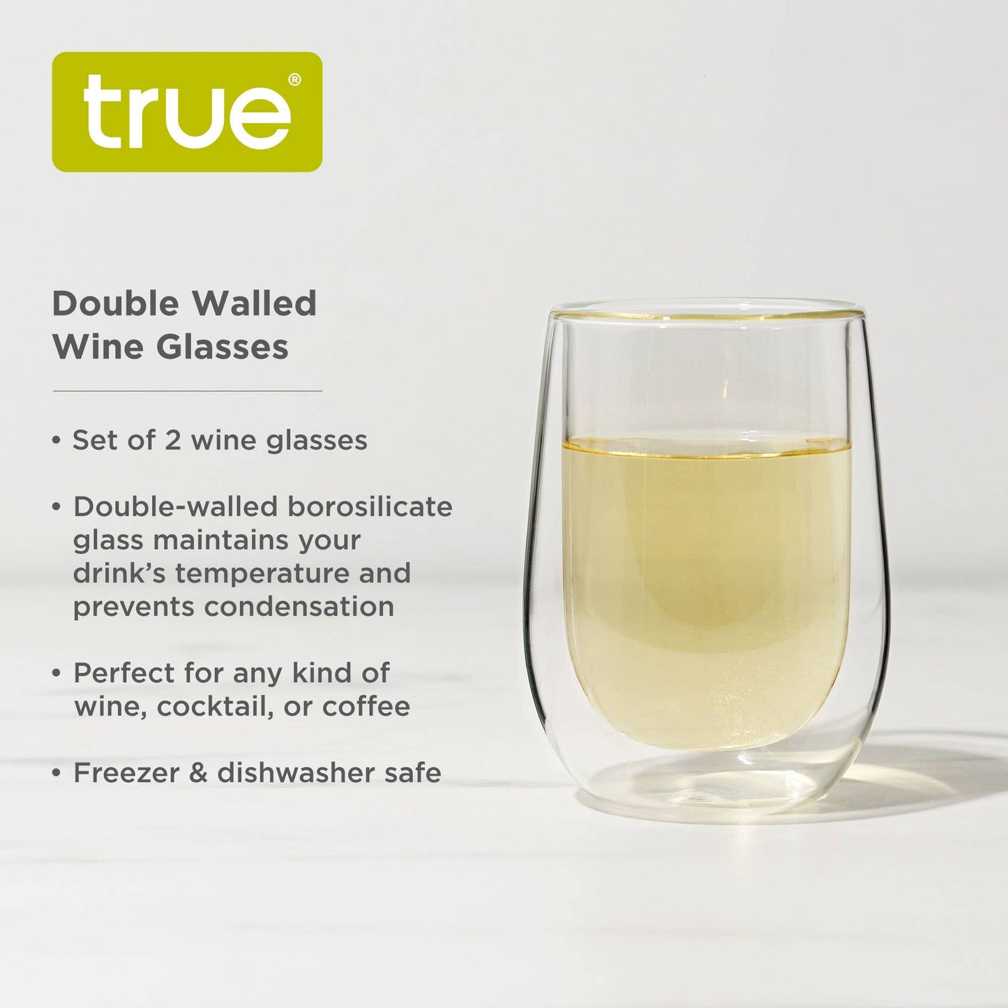 Glass Stemless Double-Walled Insulated Tumblers - Set of 2