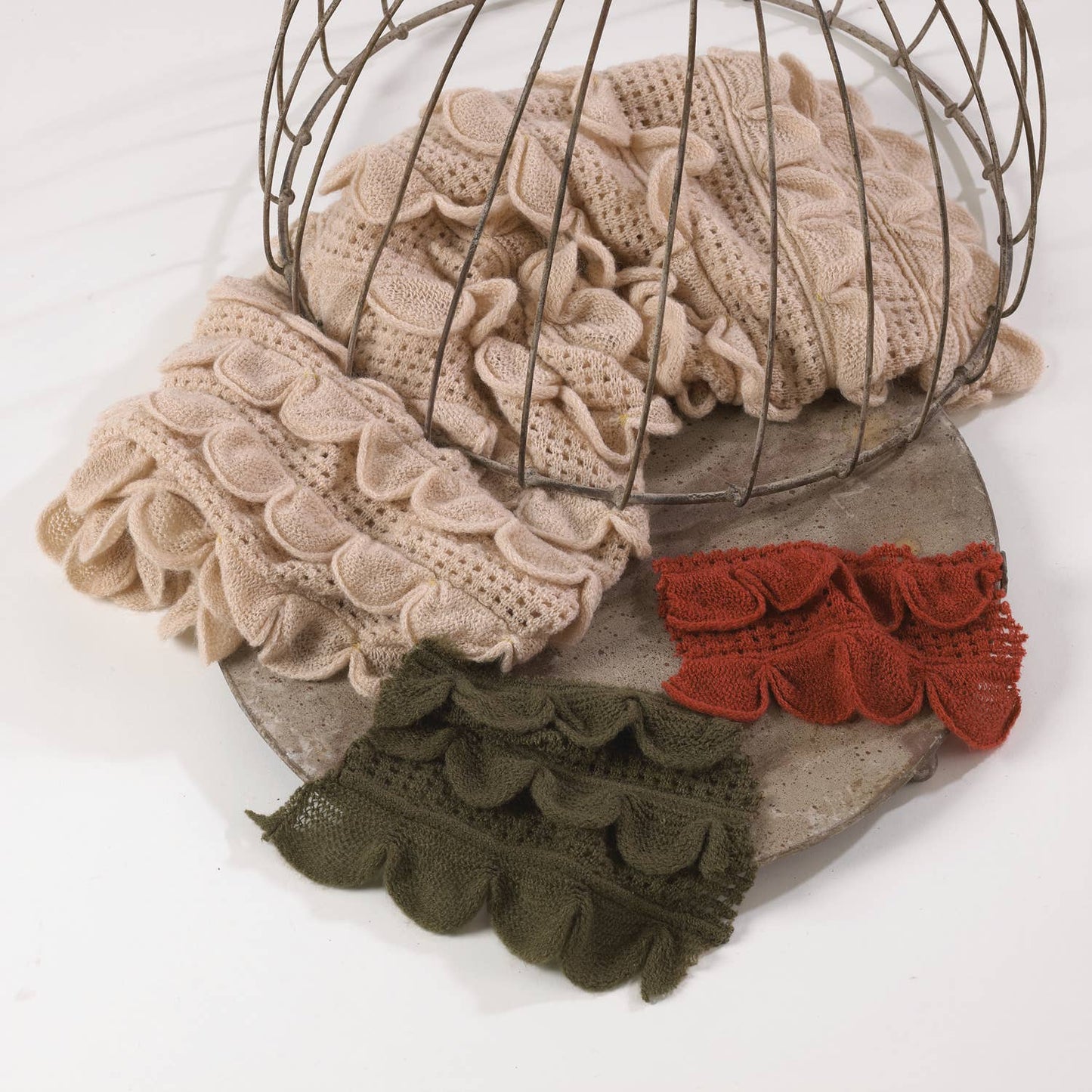 Oversized Scalloped Ruffle Knit Infinity Loop Scarf 4 Colors: Oatmeal