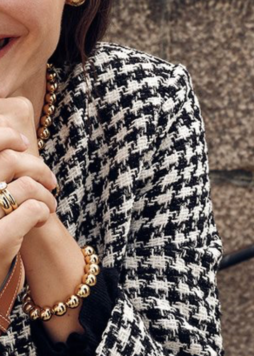 Ball and Bead Bracelet- Lobster claw clasp Steel: Yellow Gold