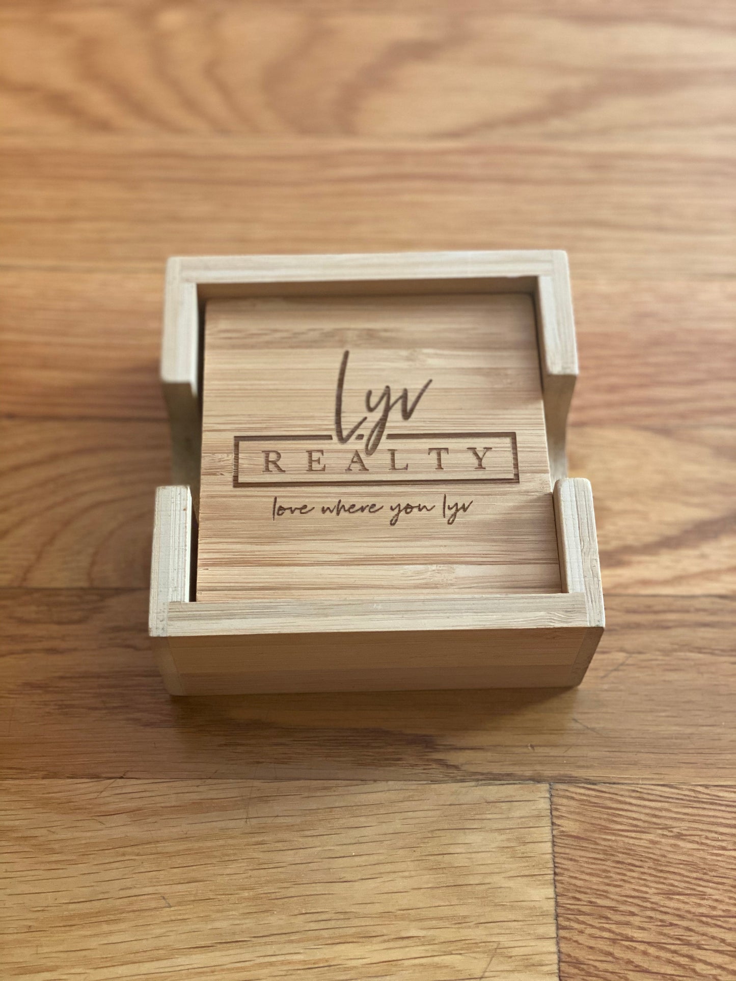 Bamboo Coaster Set with laser engraved