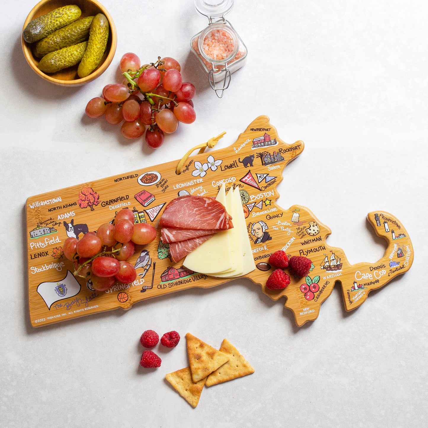 Massachusetts Cutting Board with Artwork by Fish Kiss™