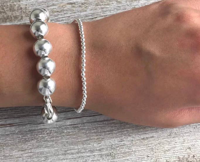 Ball and Bead Bracelet- Lobster claw clasp Steel: Yellow Gold