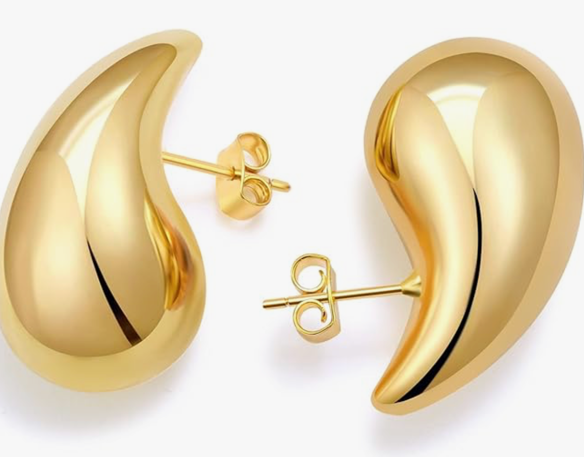 Tear Drop Puffy - stainless steel Earrings: Mega