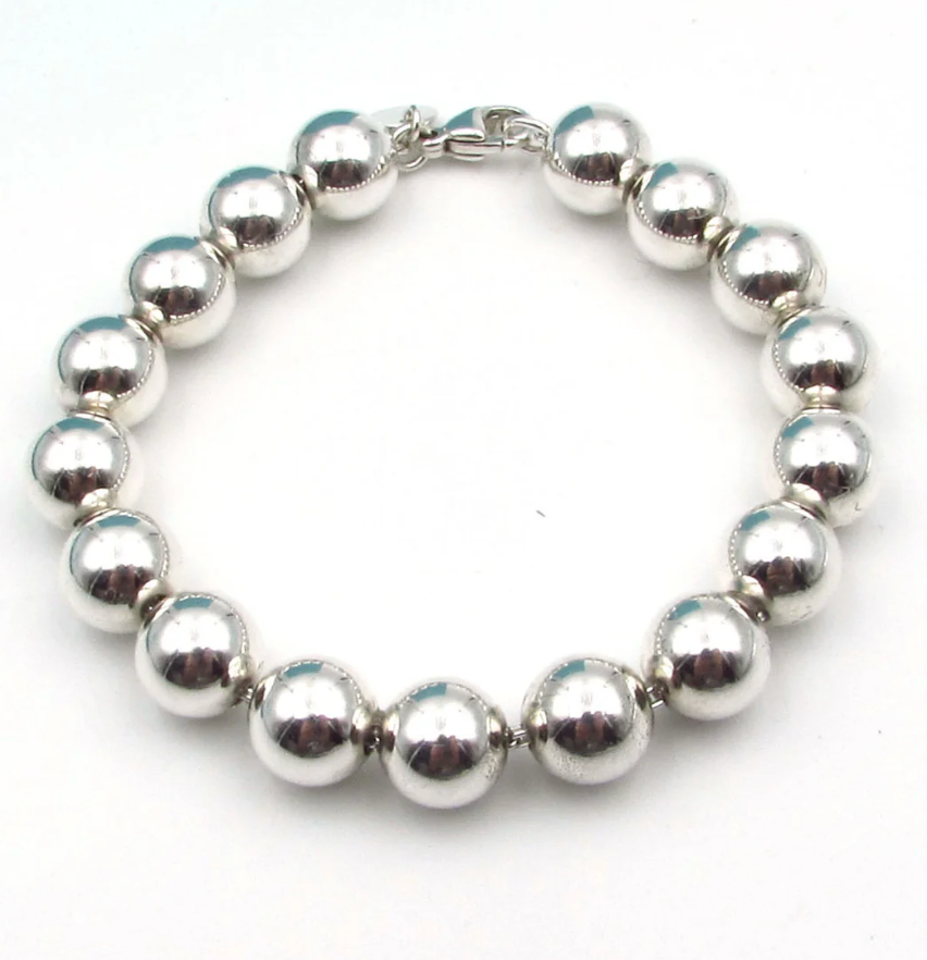 Ball and Bead Bracelet- Lobster claw clasp Steel: Yellow Gold