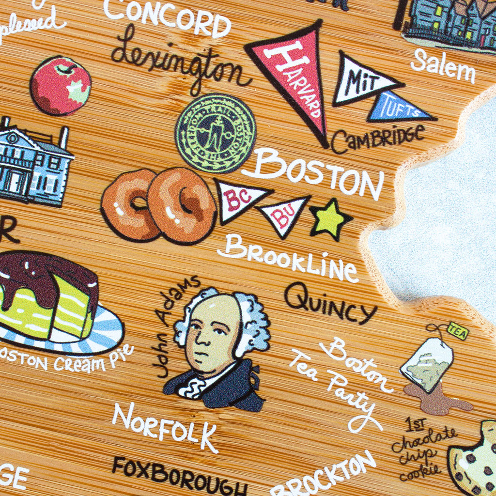 Massachusetts Cutting Board with Artwork by Fish Kiss™