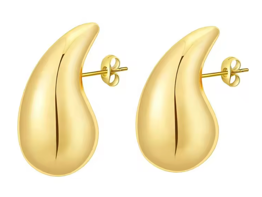 Tear Drop Puffy - stainless steel Earrings: Mega