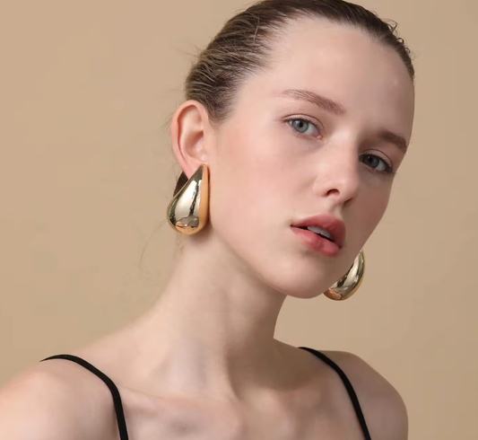 Tear Drop Puffy - stainless steel Earrings: Mega