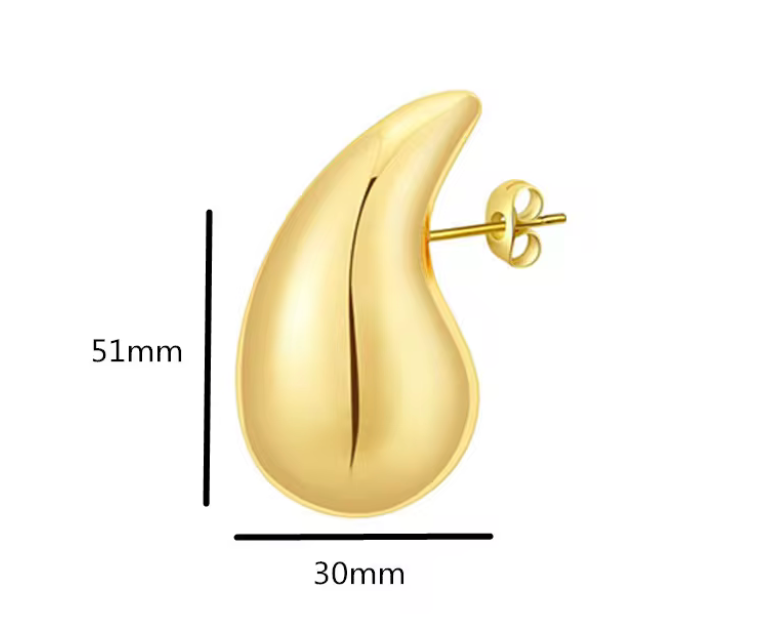 Tear Drop Puffy - stainless steel Earrings: Mega