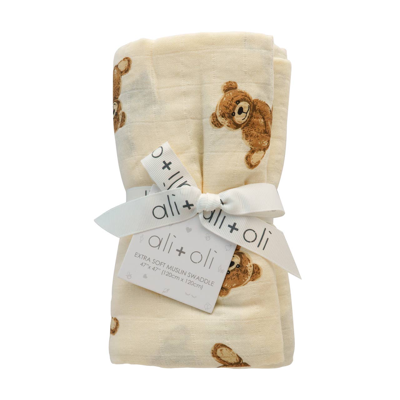 Bamboo Muslin Swaddle Blanket (Teddy Bear)