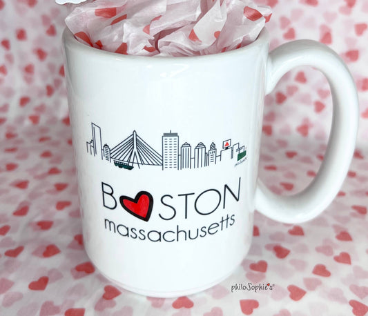 Boston Mug - city skyline, ceramic Made in the USA: 11 ounce