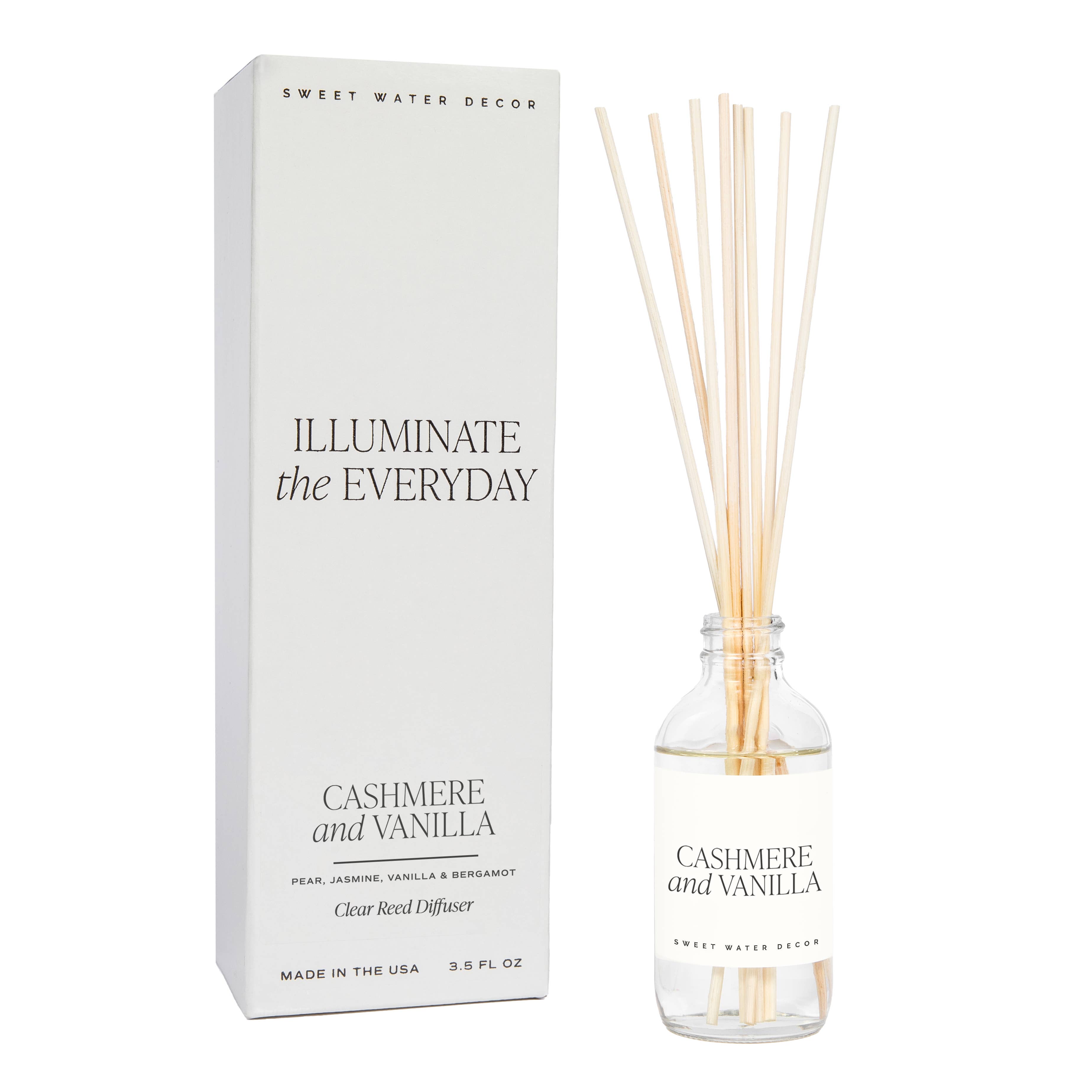 Cashmere and Vanilla Clear Reed Diffuser- Gifts, Home Decor