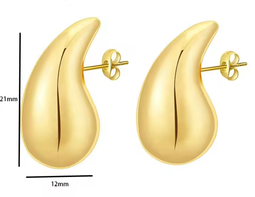 Tear Drop Puffy - stainless steel Earrings: Mega