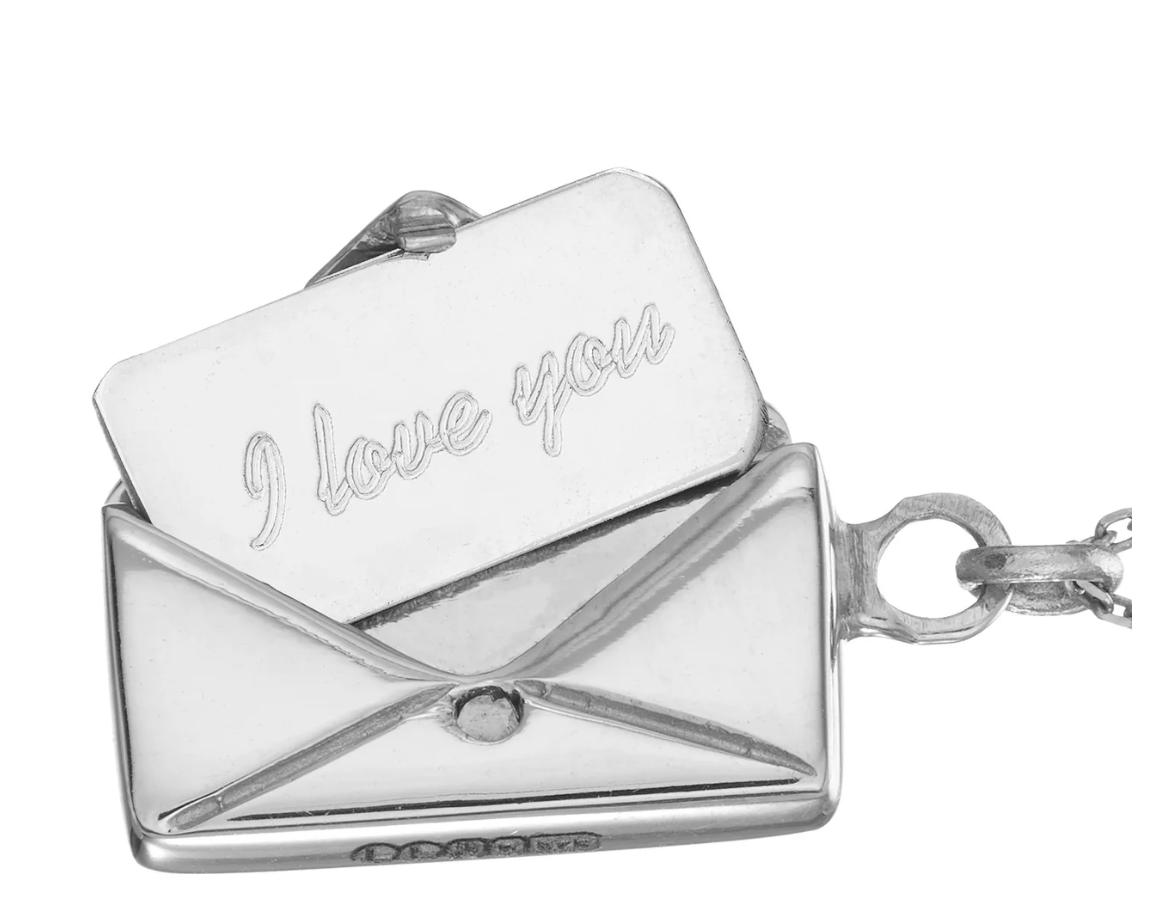 Love Letter 14K Gold Steel  Envelope and Letter necklace: Yellow Gold