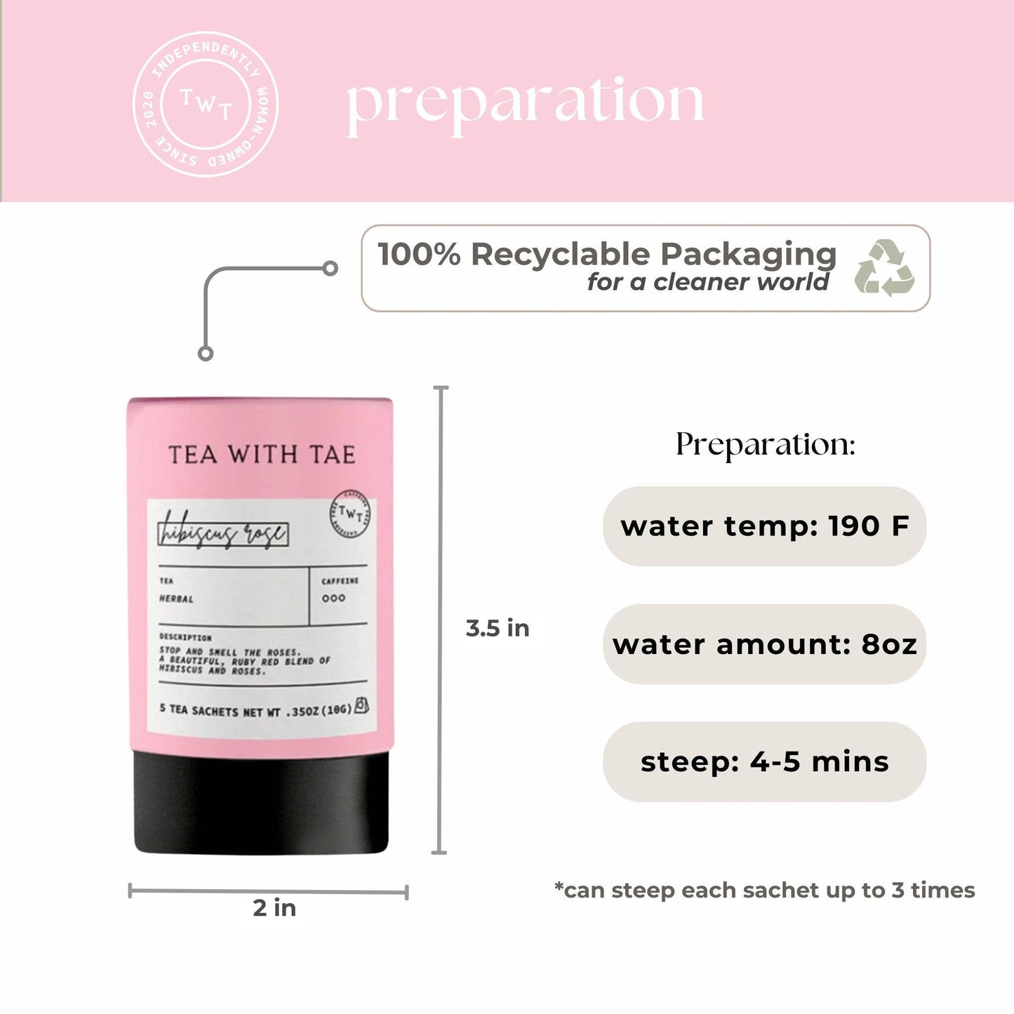 Hibiscus Rose Herbal Mini Tube Gift (5 tea bags)