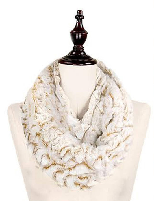 Rose Beige Faux Fur Fashion Tube Infinity Scarf