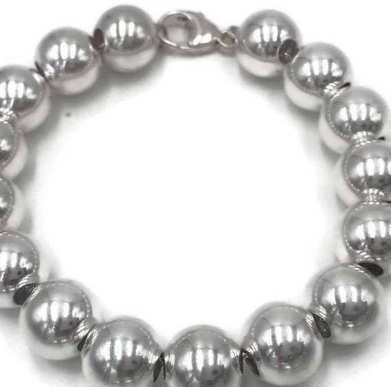 Ball and Bead Bracelet- Lobster claw clasp Steel: Yellow Gold