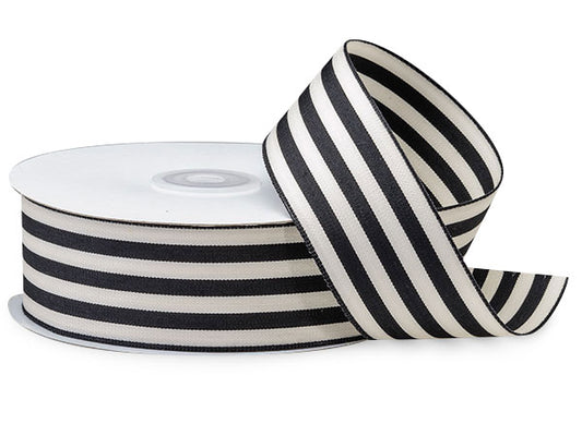 Black and White Striped Cabana Ribbon