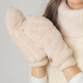 Solid Faux Fur Mitten Gloves: Camel