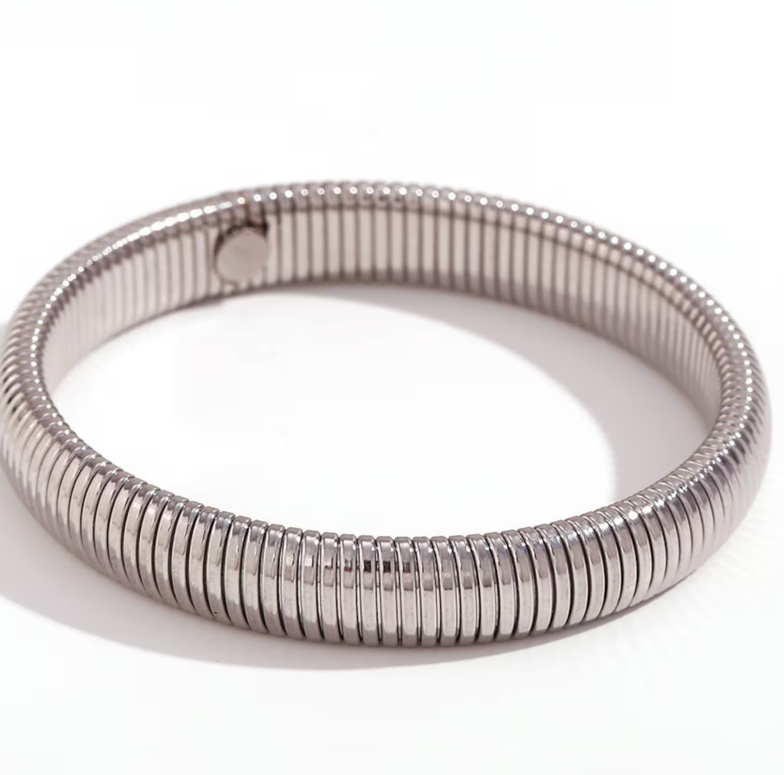 Omega Stretch Bangle Bracelets- Coil Stainless Steel Stretch: Yellow Gold / 12mm