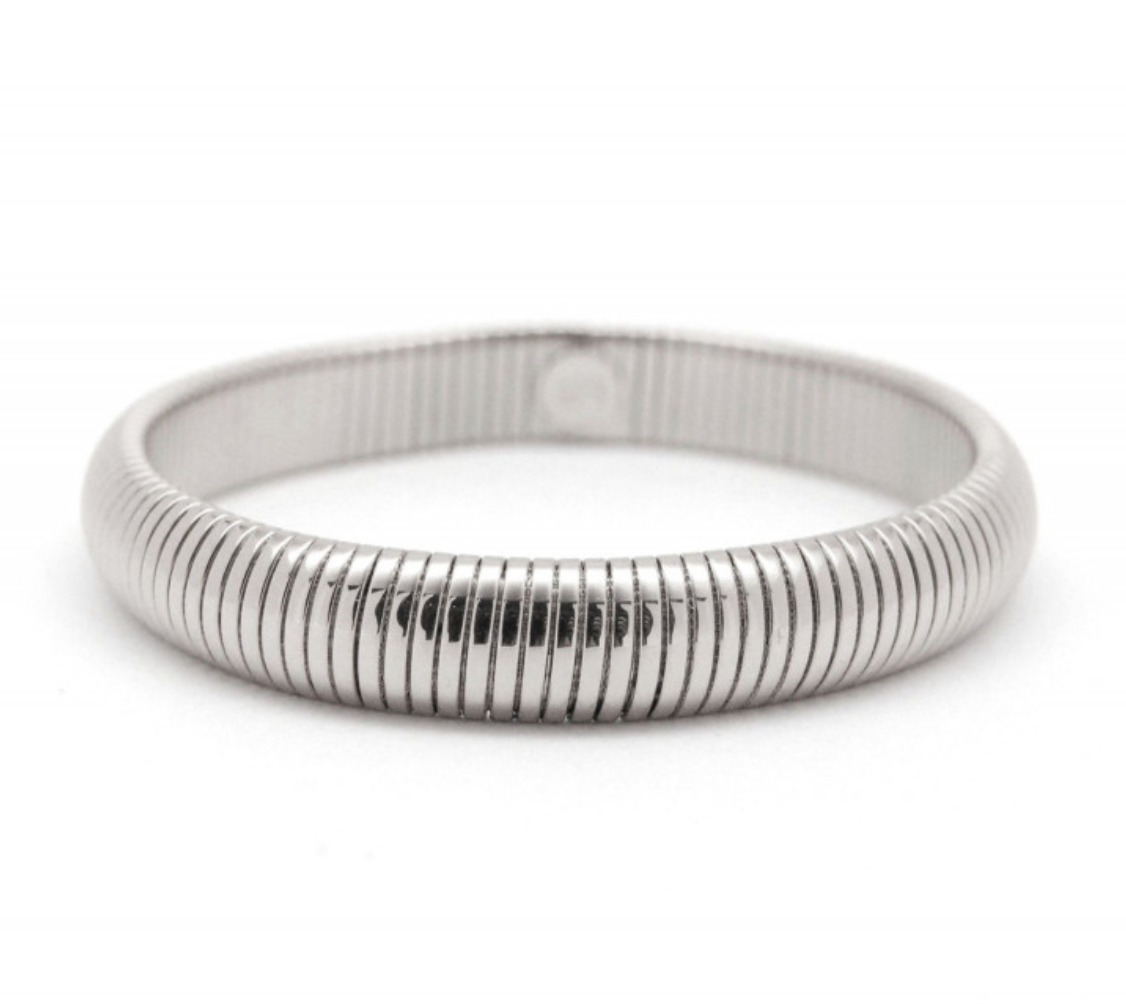 Omega Stretch Bangle Bracelets- Coil Stainless Steel Stretch: Yellow Gold / 12mm