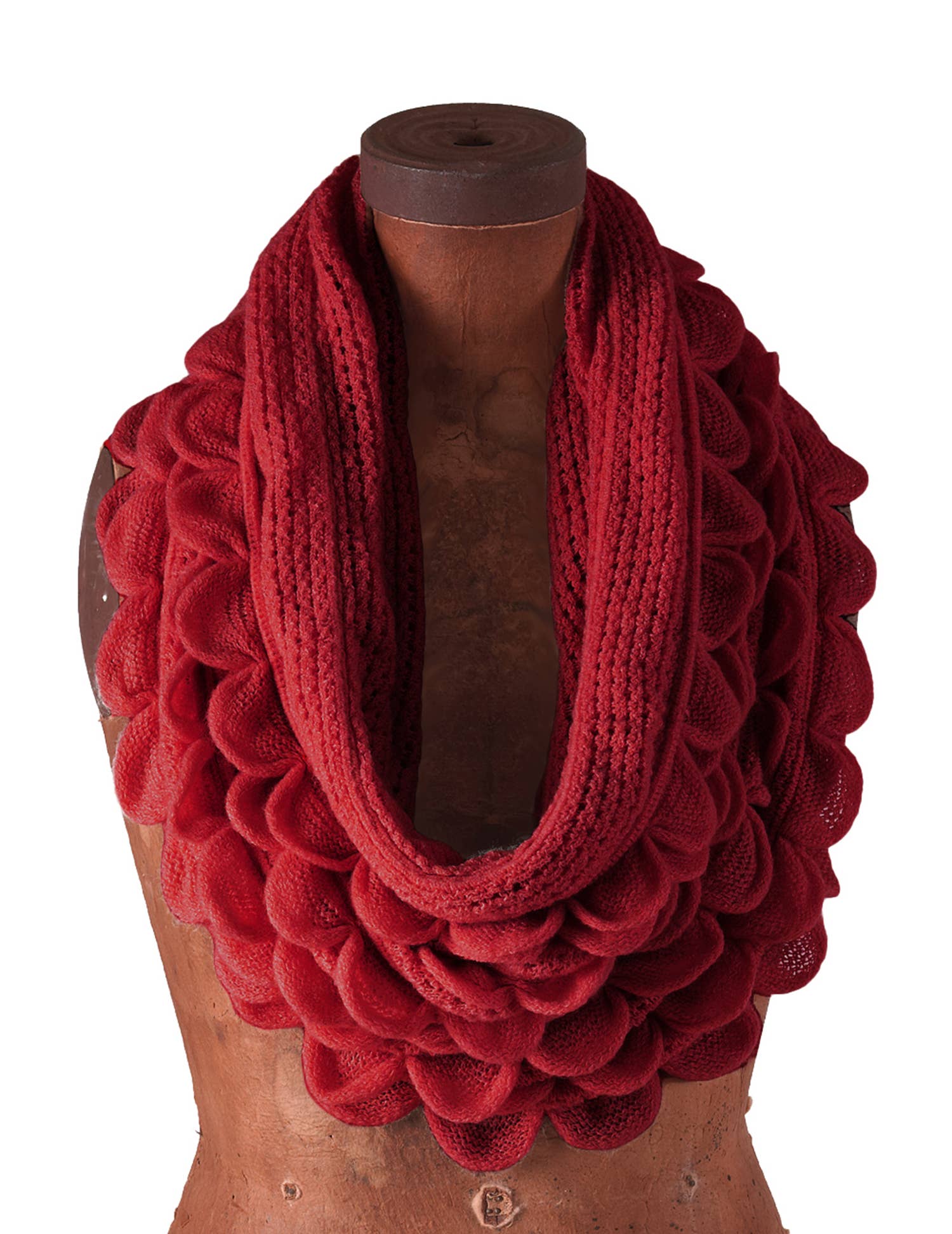 Oversized Scalloped Ruffle Knit Infinity Loop Scarf 4 Colors: Oatmeal
