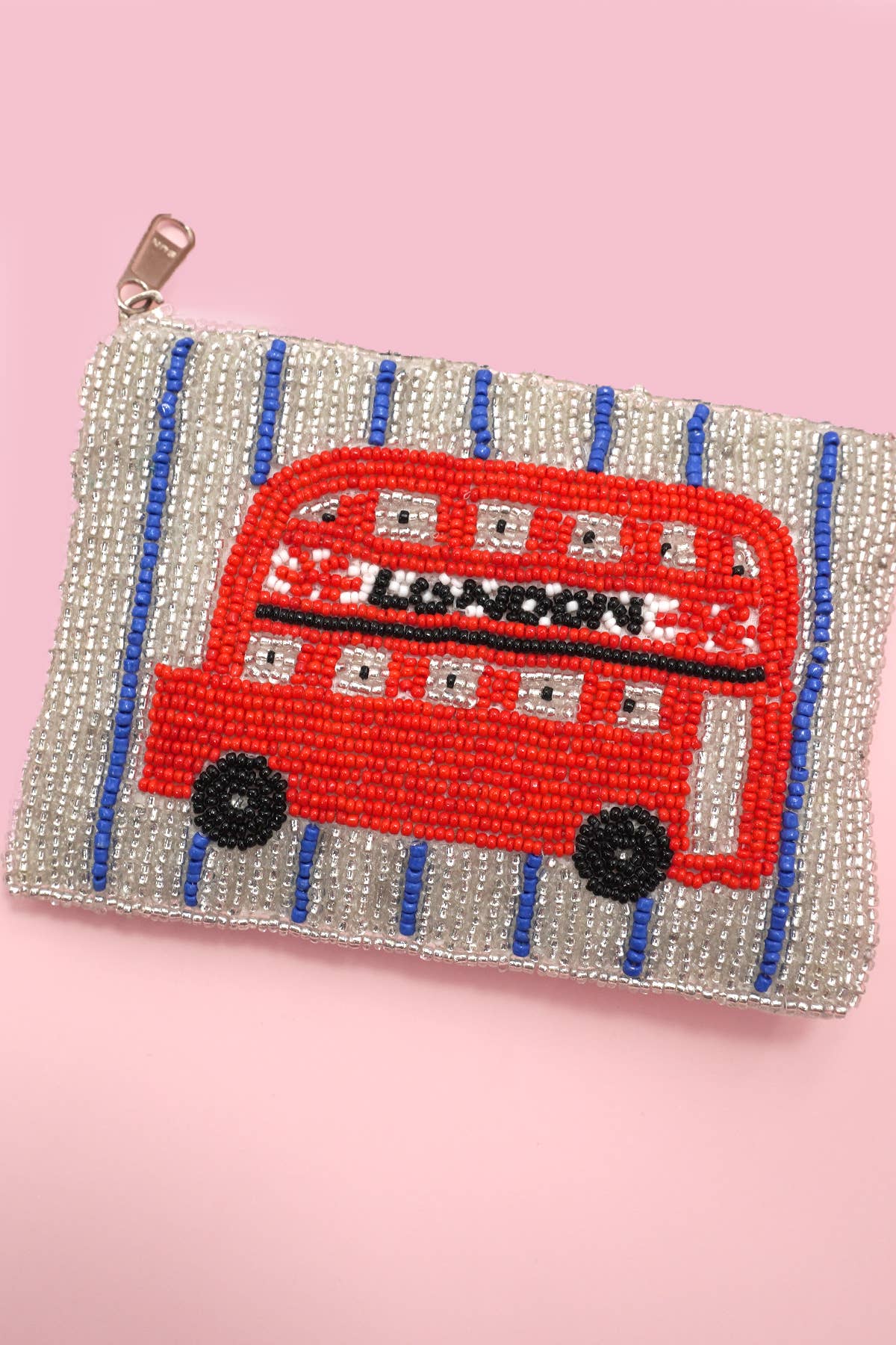 London Bus Seed Bead Coin Purse / Pouch
