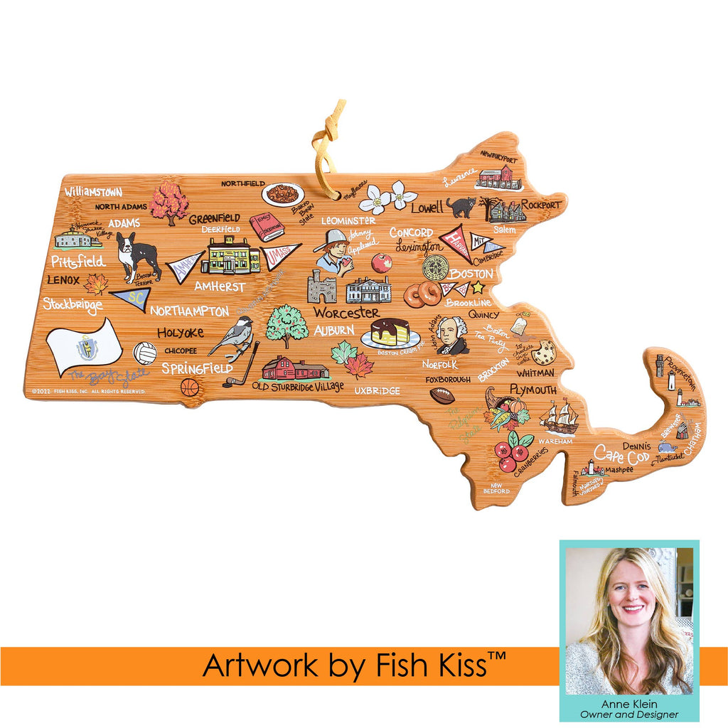 Massachusetts Cutting Board with Artwork by Fish Kiss™