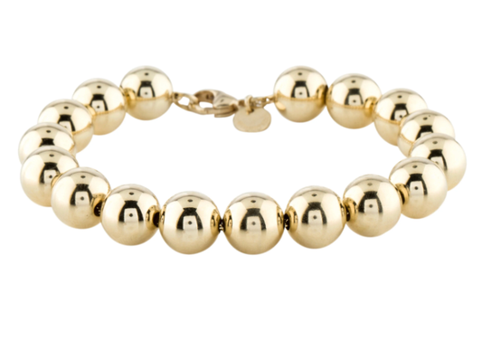 Ball and Bead Bracelet- Lobster claw clasp Steel: Yellow Gold