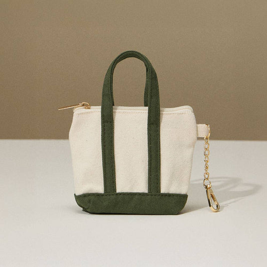 Mini Canvas Pouch Bag / Bag Charm: OLIVE
