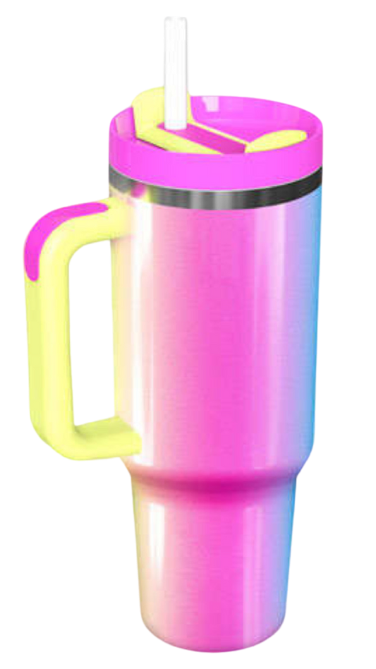 Stainless Steel Tumbler in Pink Rainbow Ombré
