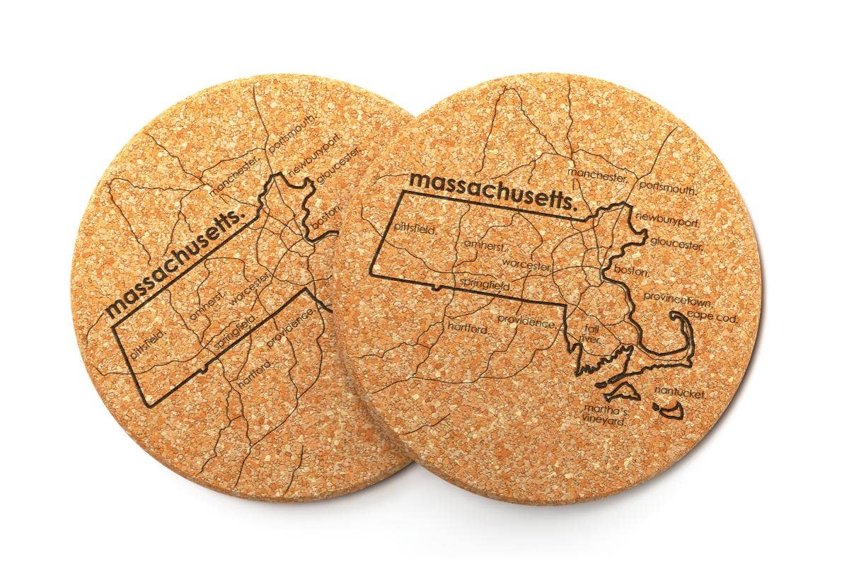 Massachusetts Cork Coaster - Set of 2